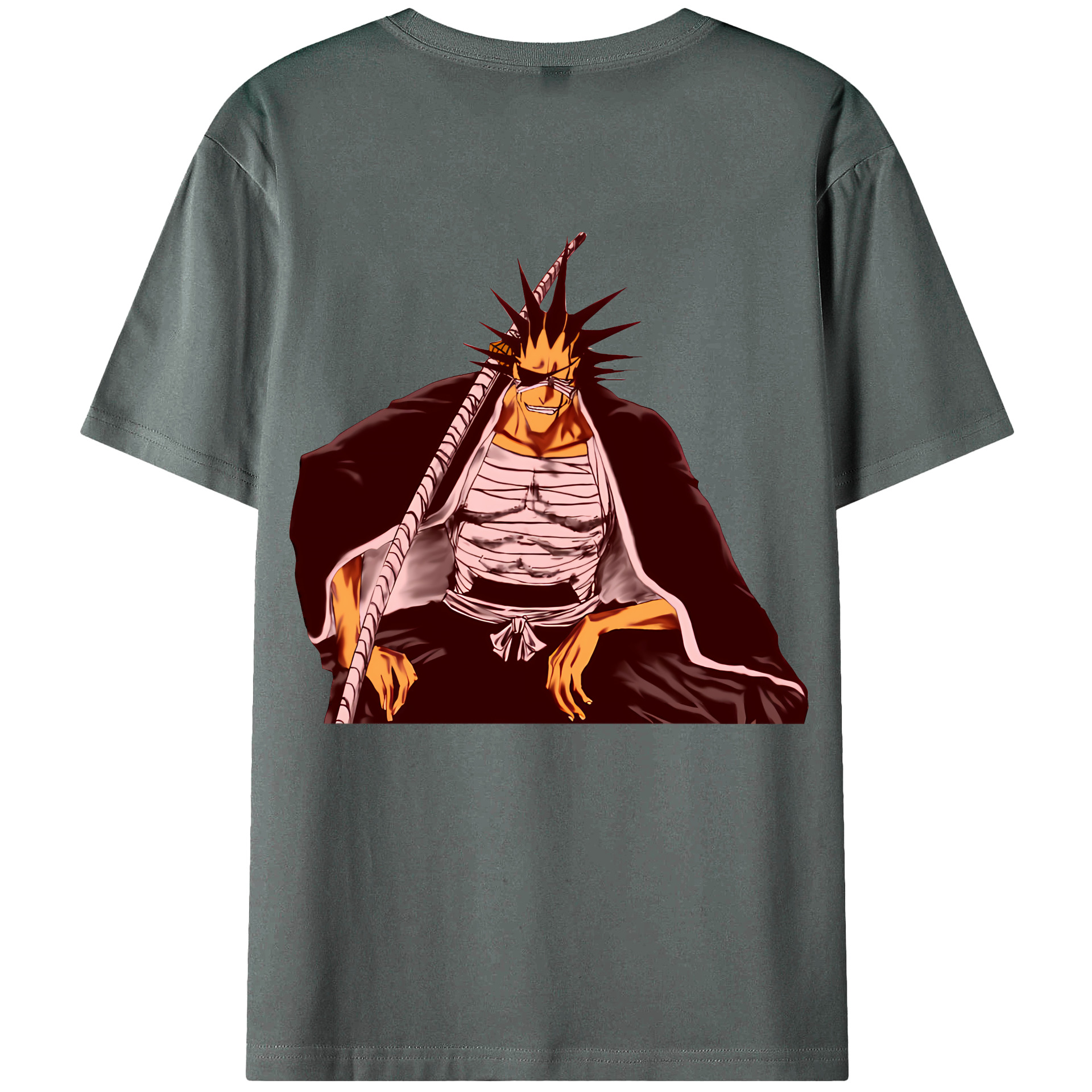 （画像用） ブリーチ ざらき けんぱち BLEACH Zaraki Kenpachi 綿100％ メンズ半袖Tシャツ（バックプリント） 通気性